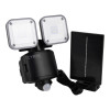 auraglow cyrus hybrid twin led security light shown with two square lights and a separate solar panel connected by a cable