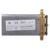 Back view of the perko powermatic r100 concealed fire door closer brass showing label and metal parts