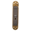 Side view of perko powermatic r100 concealed fire door closer in brass showing mounting holes and screws