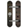 Front view of perko powermatic bronze showing two metal plates with handles and adjustment markings