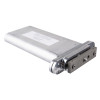 angled view of the perko powermatic r100 concealed fire door closer in chrome finish showing its metal body and fittings