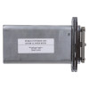 Front view of perko powermatic r100 concealed fire door closer in chrome showing its metal body with label