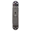 Side view of the perko powermatic r100 concealed fire door closer in chrome finish showing mounting points and central mechanism