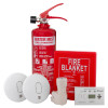 Safelincs Holiday Cottage Safety Kit with Interlinked Smoke Alarms, Safe-T-Light, Kidde K10LLDCO, 1m x 1m Fire Blanket, and 2ltr Water Mist Fire Extinguisher