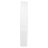 A thin white circular panel or device viewed edge‑on against a plain background.