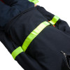 Top view of the spectrum healthcare albacmat flexible evacuation stretcher standard showing black fabric and bright yellow straps