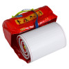 Spectrum healthcare albacmat flexible evacuation stretcher standard partially unrolled showing red and white material with blue and yellow handles