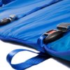 Close-up of buckles and blue straps on a spectrum healthcare ski sled