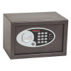 Front view of a phoenix vela 0801 electronic lock showing keypad and dial on a dark metal surface