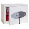 phoenix fortress 1182 key lock safe with front door slightly open showing contents inside