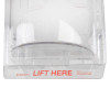 a close up of the bottom of the cover showing the words LIFT HERE
