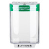 sti flush mounted call point cover green shown from the front with clear protective outer casing