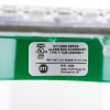 sti flush mounted call point cover green with white label showing product details and serial number