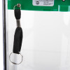 Close-up detail of the black fabric pull cord on the sti flush mounted call point cover with sounder green