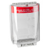 sti call point cover surface mounted universal stopper standard shown angled with clear plastic and red warning label