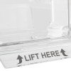 sti access control cover surface mounted universal stopper alarmed viewed from the bottom showing lift here text and arrows