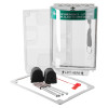 sti access control cover surface mounted universal stopper alarmed with mounting screws and rubber stoppers displayed on white background