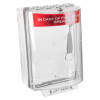 angled view of sti call point cover surface mounted universal stopper alarmed with clear plastic casing and red break glass label