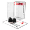 sti call point cover surface mounted universal stopper alarmed showing clear plastic cover frame screws and black stoppers laid out