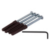 Four fixing screws with brown plastic anchors and a small black hex key for the sti key box large