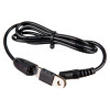 Black coiled St6255 Mini Theft Stopper Cable with metal and plastic connectors on a white background