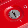 sti exit stopper showing a close-up of a silver keyhole on a red surface