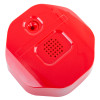 Red exit stopper remote sounder shown from an angled top view with speaker holes and a small lens or sensor