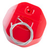 exit stopper remote sounder shown angled with attached silver cable on a red casing