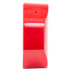 Side view of a red exit stopper for double doors showing its profile and mounting hole