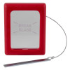 Front view of sti key box medium in red with a break glass panel and attached metal tool