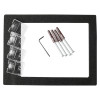 sti polycarbonate protective deep cover flush mounted panels 76mm key lock showing mounting screws and fittings on a white background