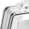 Close-up detail of the sti polycarbonate protective deep cover flush mounted panels 76mm key lock showing clear plastic and black seal components