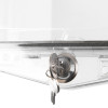 Closeup of sti polycarbonate protective deep cover flush mounted panel with 103mm key lock and key inserted