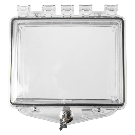 sti polycarbonate protective deep cover flush mounted panel shown from the front with a 103mm key lock