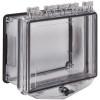 Clear angled polycarbonate protective covers St7511D Sti 7511D showing lock and mounting edges
