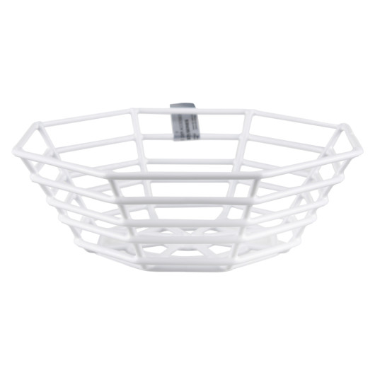 White vandal cage 210m 70mm smoke fire co2 detectors shown from the front with a hexagonal wireframe design
