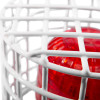 Close up of the white metal grid and red interior detail of the sti vandal cage 150 125