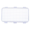 Front view of a white sti vandal cage 450mm showing a rectangular metal grid with mounting tabs