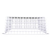 End view of the sti vandal cage 550mm showing its white metal grid structure from the front