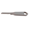 side view of an alert point replacement master key showing the flat handle and blade of the key