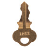 Front view of a single exit stopper replacement key showing the key cut and number 2341