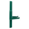 Side view of green alpha wall bracket green first aid showing its shape and hooks