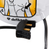 Connection plug attached to defibtech lifeline aed auto defibrillator adult pads packaging showing electrode placement diagram