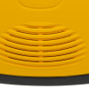 Closeup of the yellow speaker grille on the Defibtech Lifeline semi automatic defibrillator 5 year battery