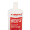 Close up of burnshield hydrogel burn treatment 50ml bottle with front lid off showing the nozzle and label