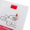 Closeup of philips heartstart frx replacement defibrillator training pads showing instructional graphics on the pad