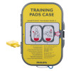 Front view of philips heartstart frx defibrillator training pads ii cartridge case with visible instructions