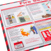 st john a2 fire safety poster shown at an angle with illustrated safety instructions and fire extinguisher guidance