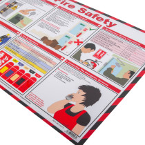 Close up of the st john a2 fire safety poster showing illustrated safety instructions and emergency steps