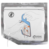 Cardiac Science Powerheart G5 defibrillator adult training pads packet front showing hands holding illustrated instructions